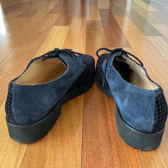 Diane B Ladies Shoes - Blue Houndstooth Suede Oxford - Picture 2 of 4